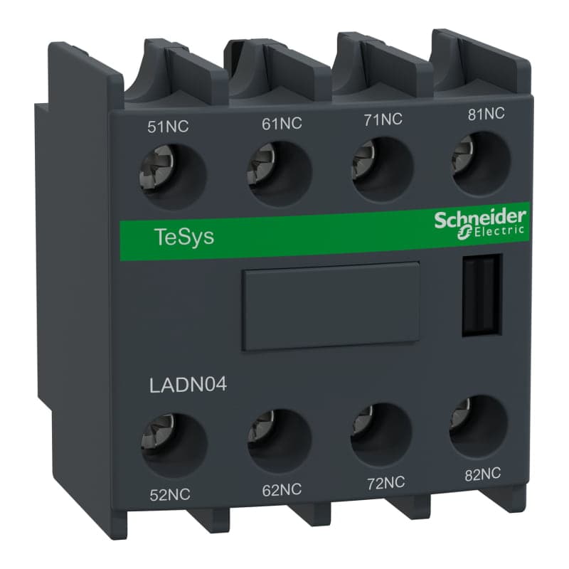 Contacto auxiliar frontal SCHNEIDER LADN04 · 4NC para contactor Lc1D-Lc1F