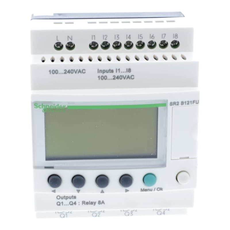 Relé inteligente SCHNEIDER SR2B121FU · 8E/4S 100-240VAC con reloj Zelio logic