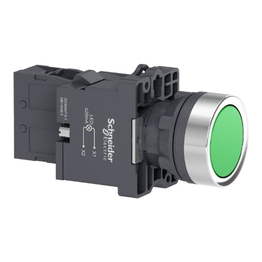 Pulsador luminoso plástico SCHNEIDER XA2EW33M1 · verde 22mm 220VAC con LED 1NA Harmony easy