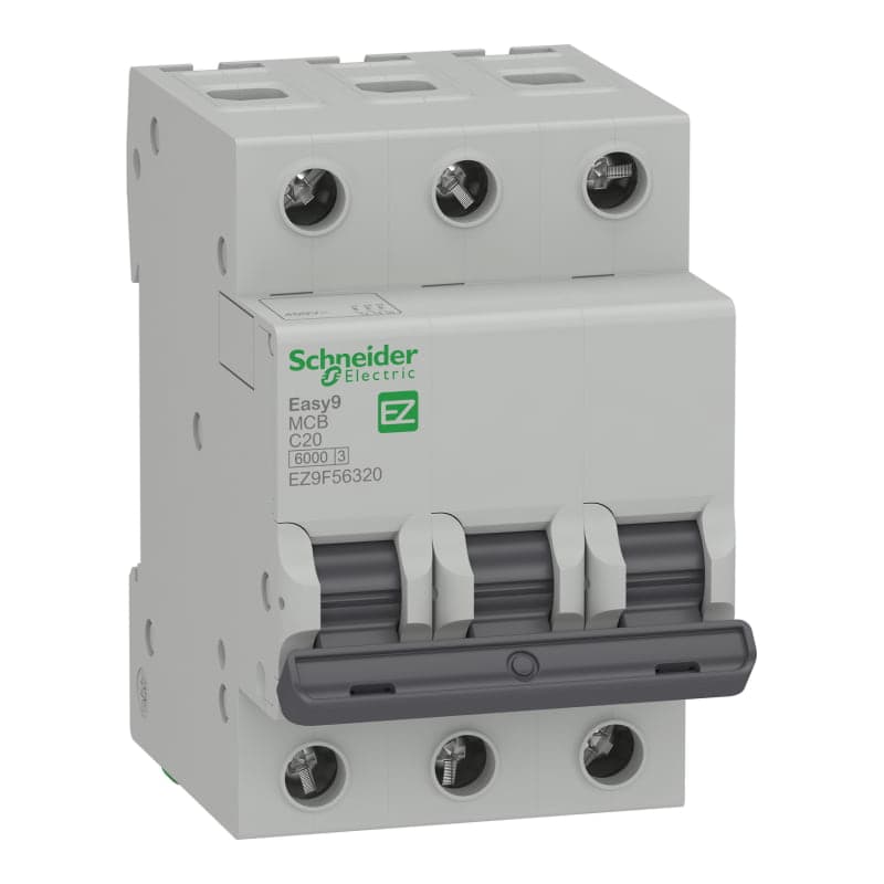 Interruptor termomagnético SCHNEIDER EZ9F56320 · 3P 20A 230/400VAC 10/6kA easy