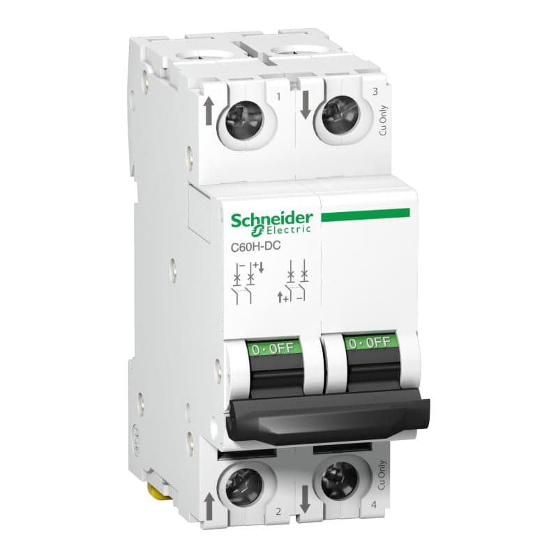 Imagen referencial de la serie: Interruptor termomagnético SCHNEIDER A9N61533 · 2P 25A 220/500VDC 20/6kA C60H-Dc