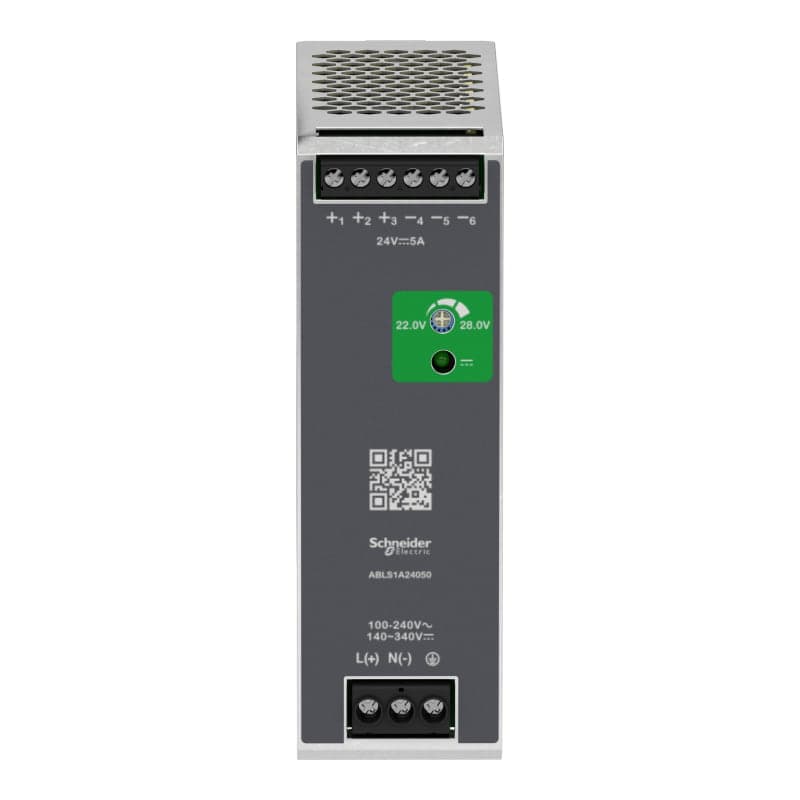 Fuente de alimentación regulada abls SCHNEIDER ABLS1A24050 · 120W, in: 100-240VAC, out: 24VDC/5A