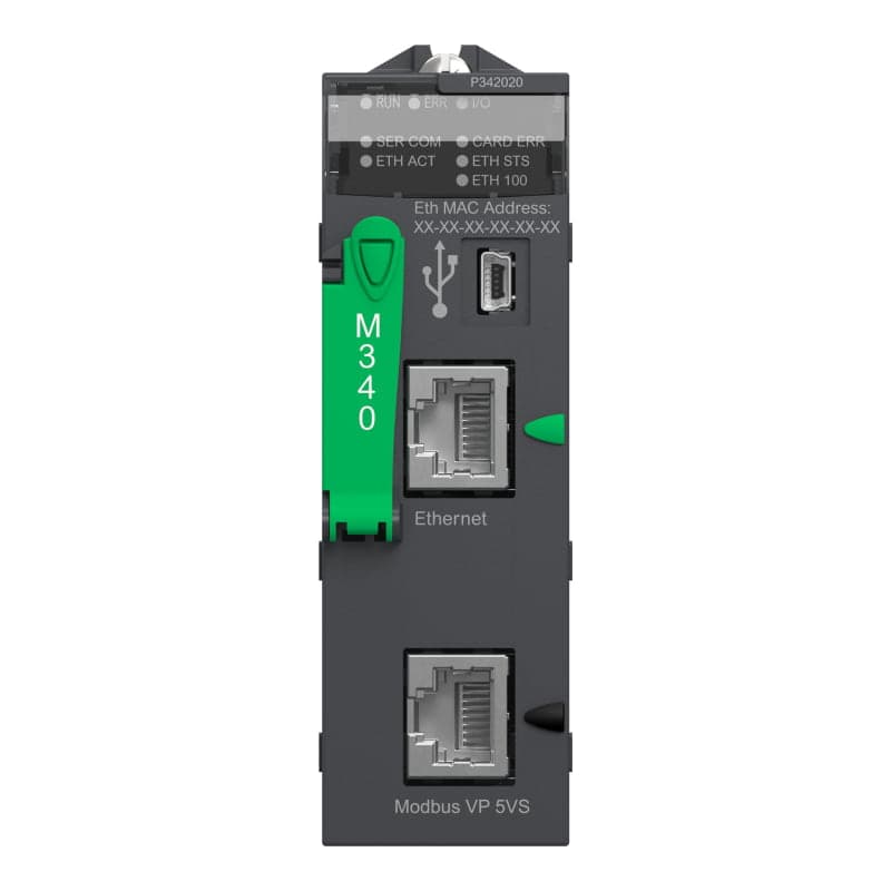 Módulo PLC SCHNEIDER BMXP342020 · Cpu M340, 1024 señales discretas, 256 señales analogas, MODBUS + ETHERNET