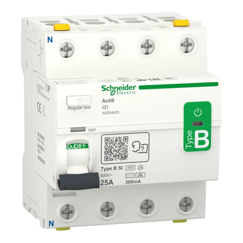 Interruptor diferencial SCHNEIDER A9Z64425 · ACTI9, 4x25A 300mA tipo B-SI