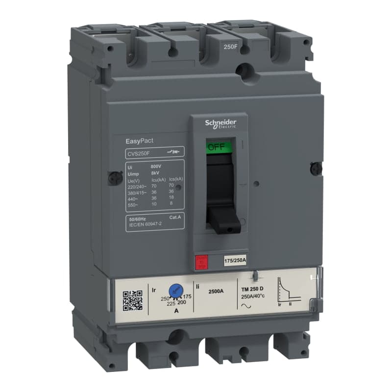 Interruptor automático regulable SCHNEIDER LV525333 · CVS250F, TMD, 3X 175 - 250A, 220V(70kA)/380V(36kA)/440V(36kA)