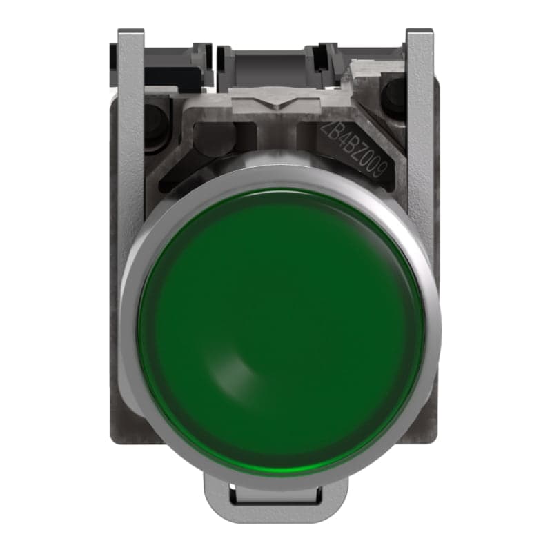 Imagen referencial de la serie: Pulsador luminoso rasante metal SCHNEIDER XB4BW33G5 · verde Ø22mm 120VAC con LED 1NA+1NC Harmony