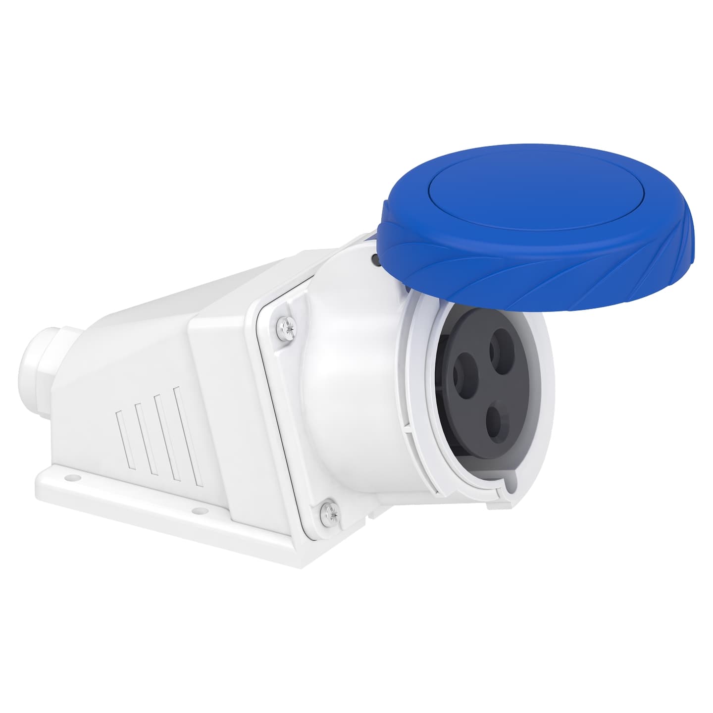 Toma industrial adosable SCHNEIDER PKF32W723 · 2P+T 32A 250VAC azul 6H IP67