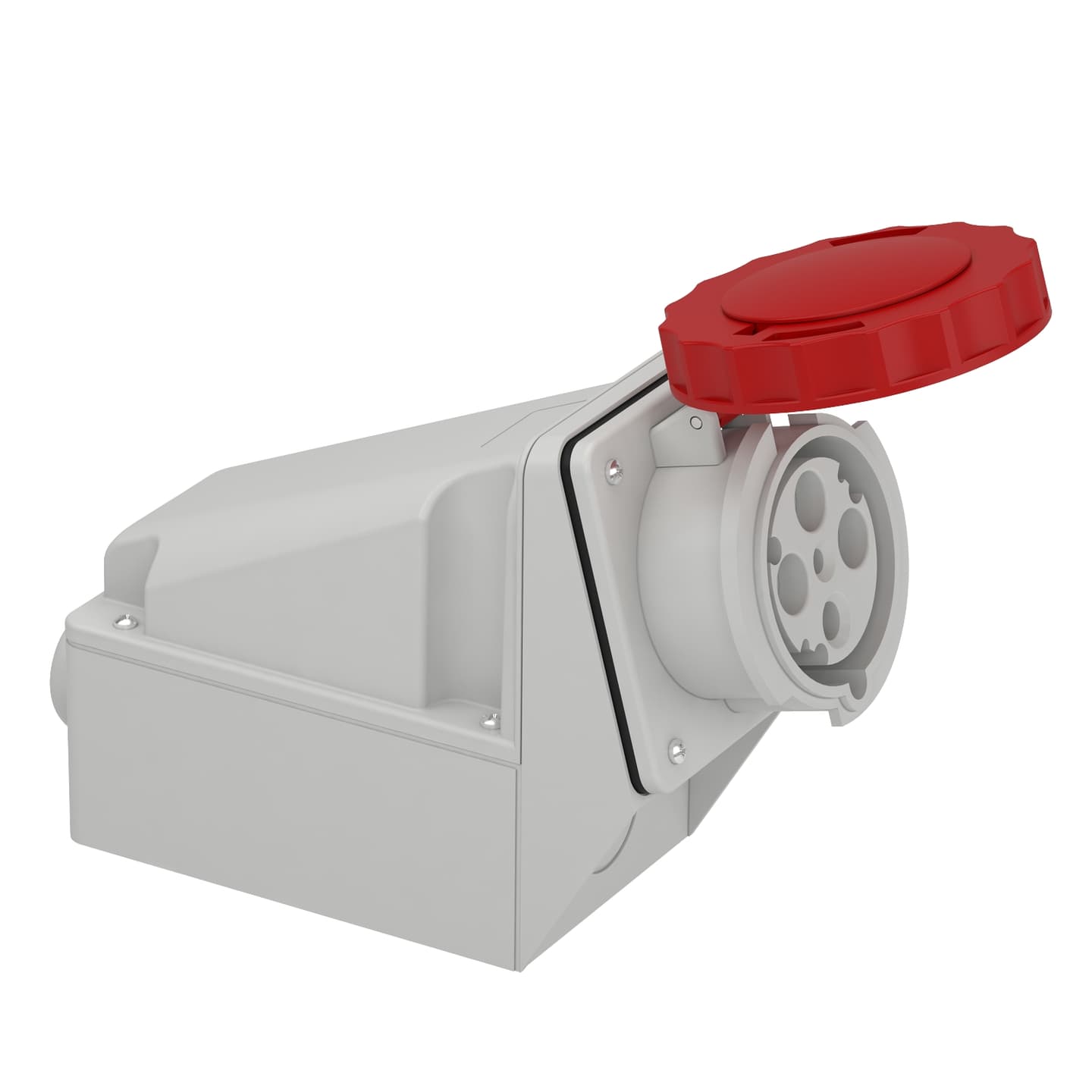 Toma industrial adosable SCHNEIDER 81182 · 3P+T 63A 380/415VAC rojo 6H IP67