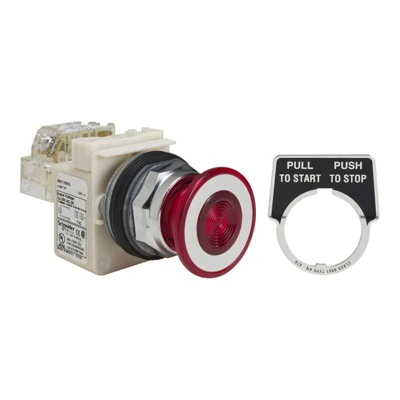 Pulsador seta luminoso SCHNEIDER 9001KR9P35RH13 · 24V rojo diam 30