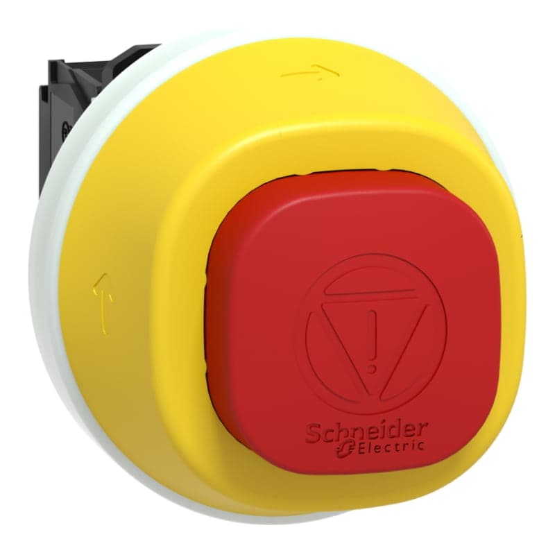 Pulsador luminoso parada emergencia plástico SCHNEIDER XB5AS84W3B5 · Ø22mm rojo 24VDC/Ac 1NA+1NC Harmony
