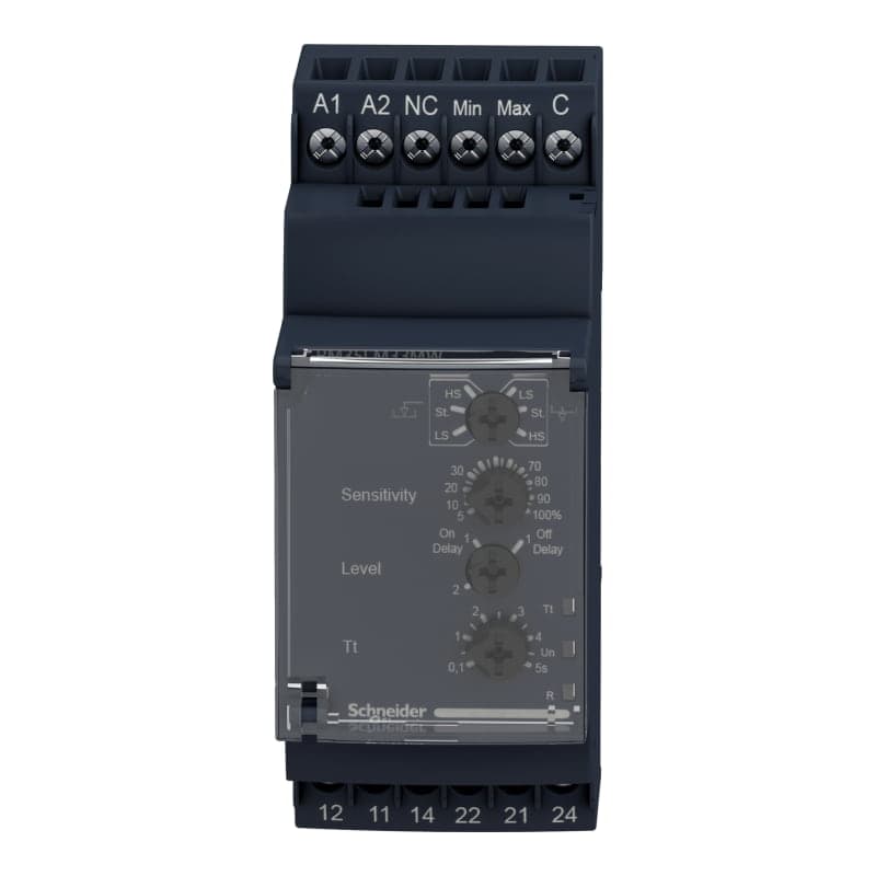 Relé control nivel liquido SCHNEIDER RM35LM33MW · 0.1-5S 24-240VAC/Dc 2Nanc Zelio