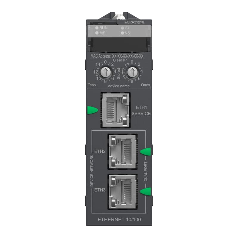 Acoplador bus rio SCHNEIDER BMECRA31210 · M580, 3 puertos ETHERNET