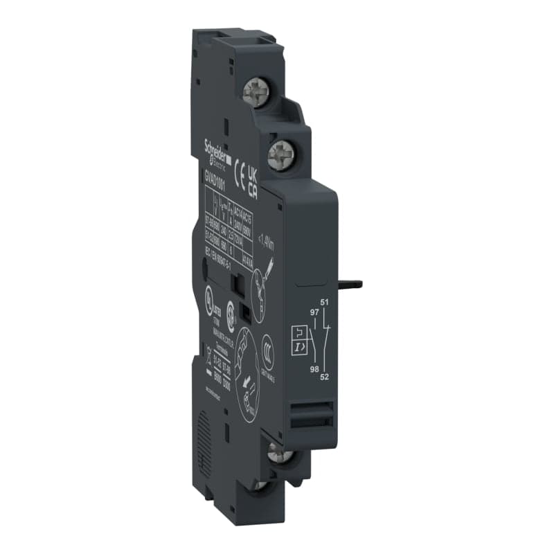 Bloque contacto auxiliar SCHNEIDER GVAD1001 · lat. senali. falla 1NA+1NC para Gv2-Gv3 Tesys