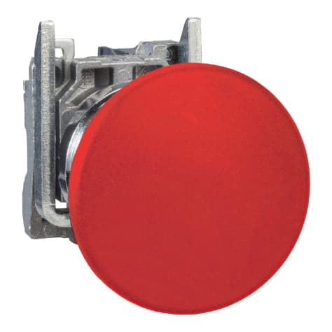 Pulsador parada emergencia metal SCHNEIDER XB4BC42 · Ø22mm hongo 40mm rojo 1NC Harmony sin retención
