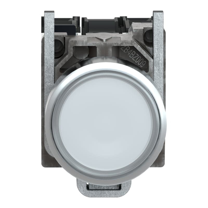 Pulsador luminoso rasante metal SCHNEIDER XB4BW31M5 · blanco Ø22mm 220VAC con LED 1NA+1NC Harmony