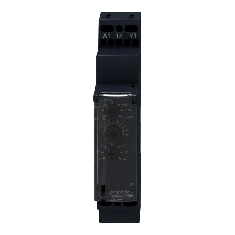 Relé temporizador SCHNEIDER RE17RMMW · RE17, 12-240V, 1NA/NC, multifuncion, 0.1s-100H