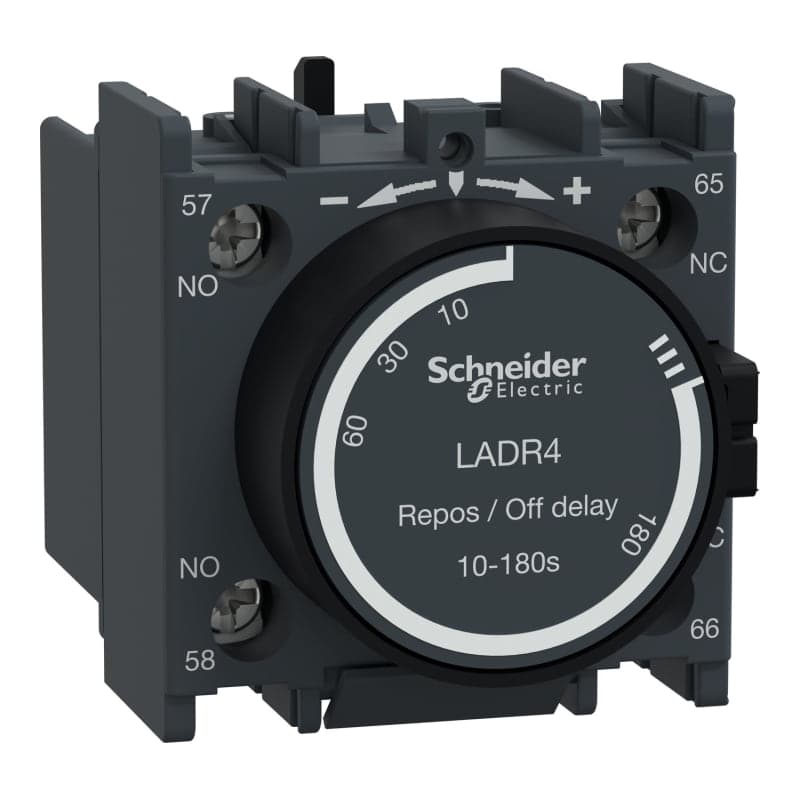 Bloque temporizador neumático al reposo SCHNEIDER LADR4 · 0.1A 30Seg 1NA+1NC