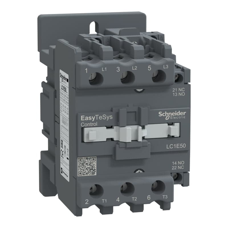 Contactor de fza SCHNEIDER LC1E50M7 · 50A. 3P 1NA+1NC bobina 220VAC 50/60Hz easypact