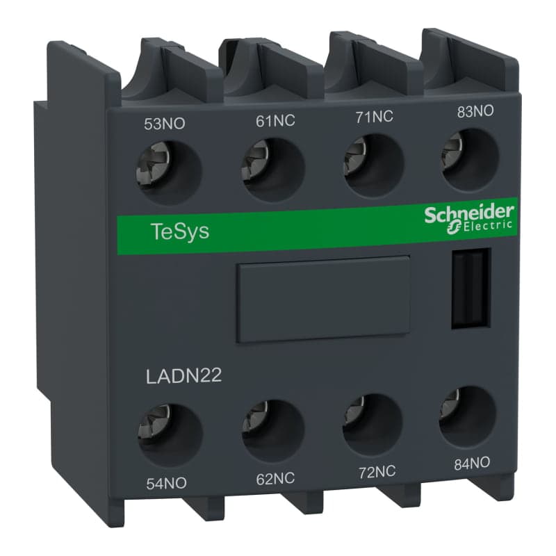 Contacto auxiliar frontal SCHNEIDER LADN22 · 2NA+2NC para contactor Lc1D-Lc1F