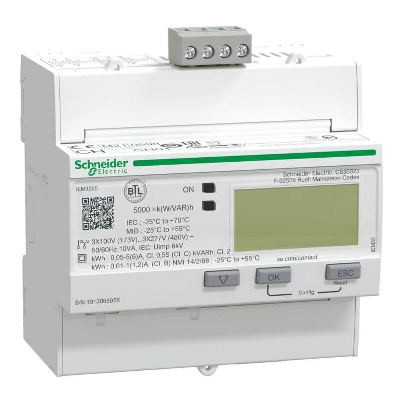 Medidor de energía SCHNEIDER A9MEM3265 · iEM3265, 5A conexión indirecta, BACnet