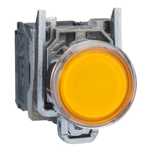 Pulsador luminoso rasante metal SCHNEIDER XB4BW35B5 · amarillo Ø22mm 24VAC/Dc con LED 1NA+1NC Harmony