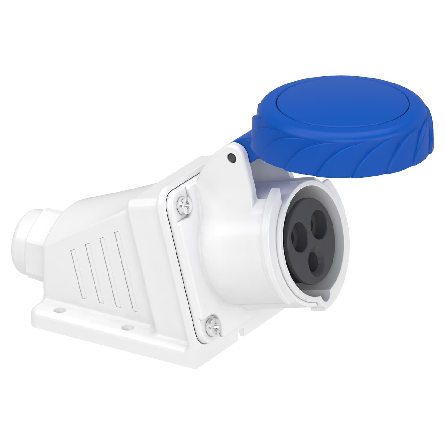 Toma industrial adosable SCHNEIDER PKF16W723 · 2P+T 16A 250VAC azul 6H IP67