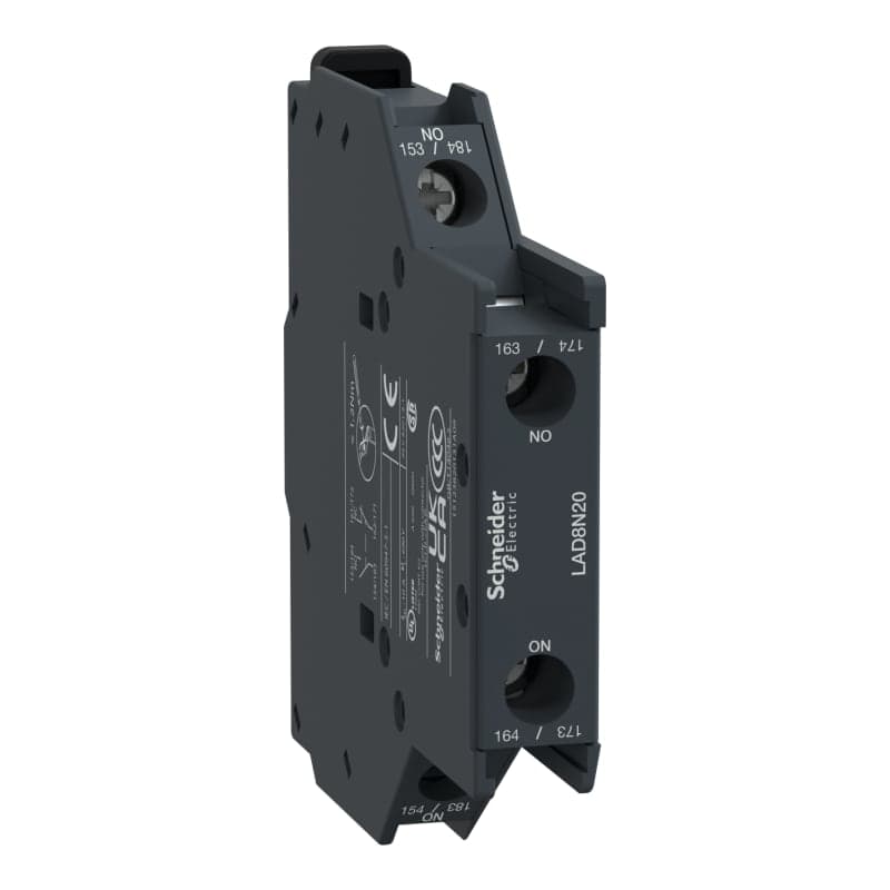 Contacto auxiliar lateral SCHNEIDER LAD8N20 · 2NA para contactor Lc1D-Lc1F