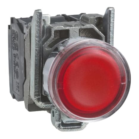 Pulsador luminoso rasante metal SCHNEIDER XB4BW34B5 · rojo Ø22mm 24VAC/Dc con LED 1NA+1NC Harmony