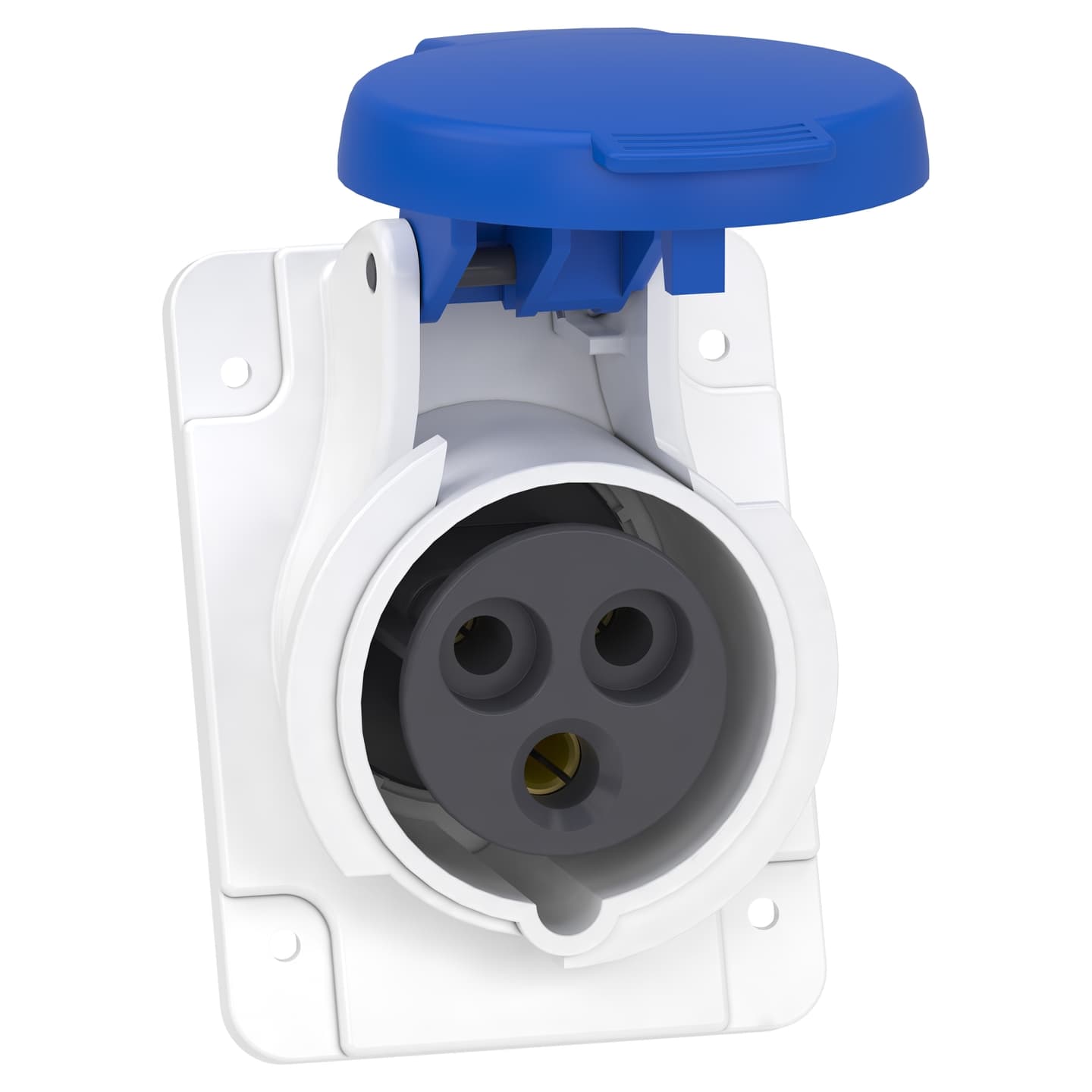 Toma industrial empotrado SCHNEIDER PKF16F423 · 2P+T 16A 250VAC azul 6H IP44