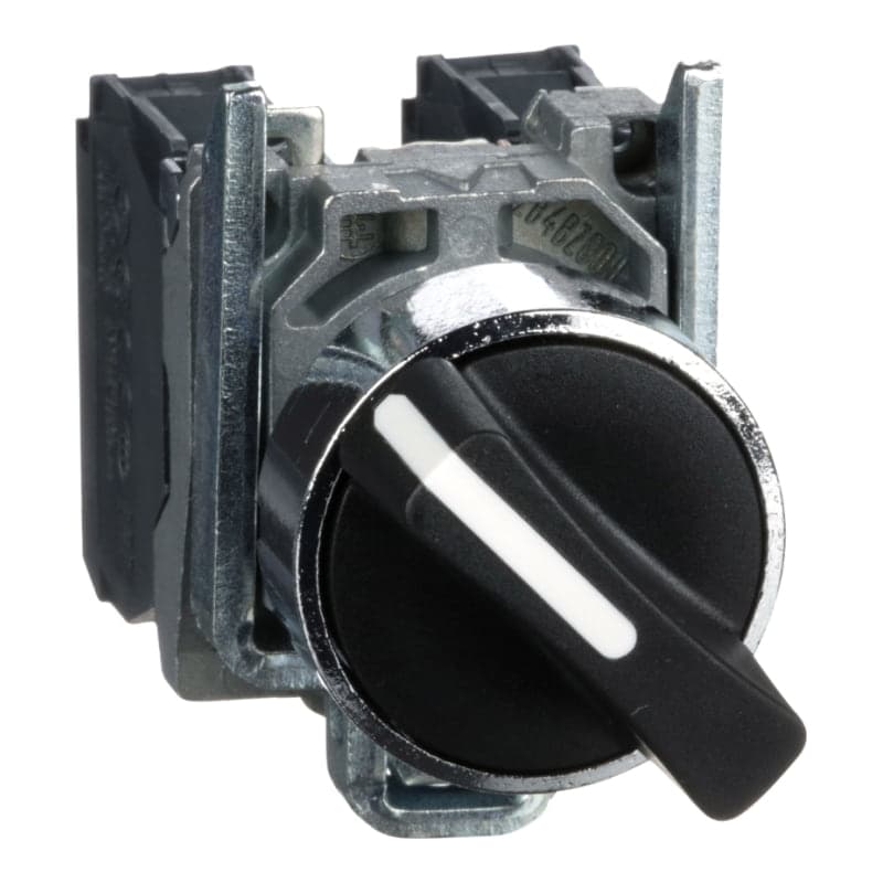 Selector maneta corta SCHNEIDER XB4BD25 · 2Posic metal negro Ø22mm 1NA+1NC Harmony