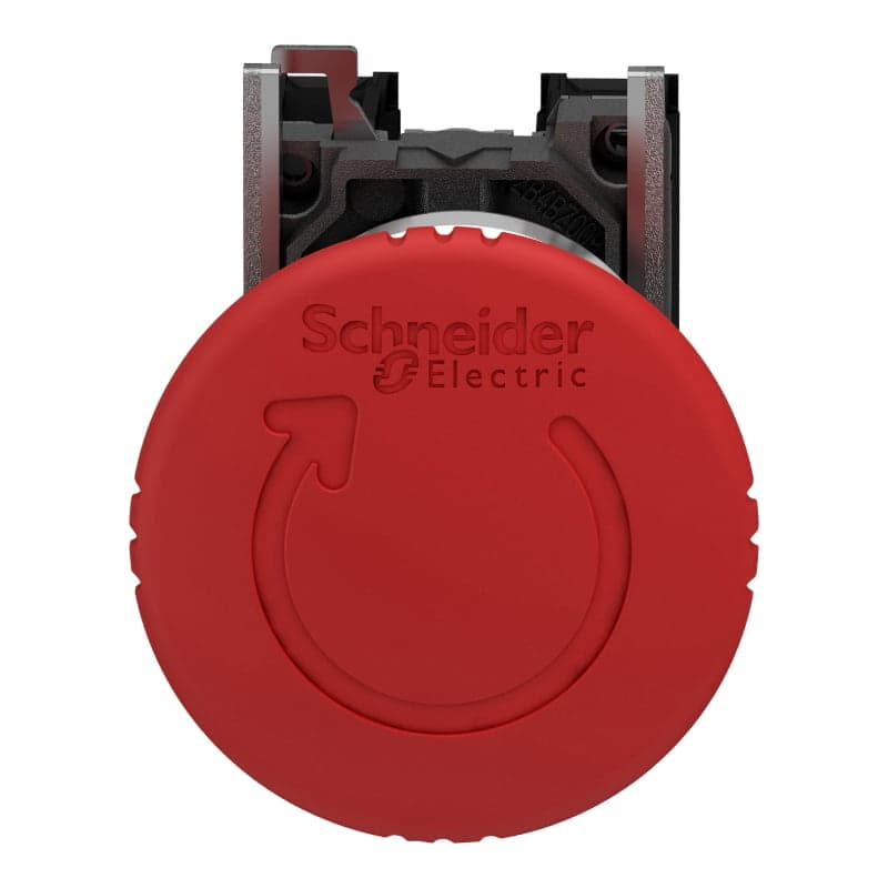 Pulsador parada emergencia metal SCHNEIDER XB4BS8444 · Ø22mm hongo 40mm rojo 2NC T. seta Harmony