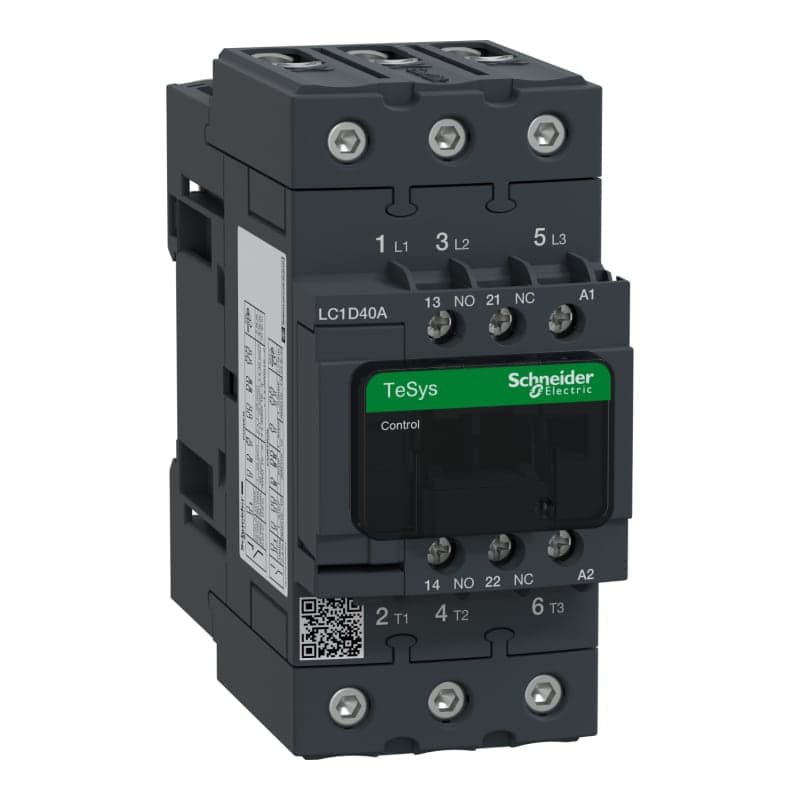 Contactor SCHNEIDER LC1D40AB7 · 3P 40A AC3 bob 24VAC 1NA+1NC Tesys D