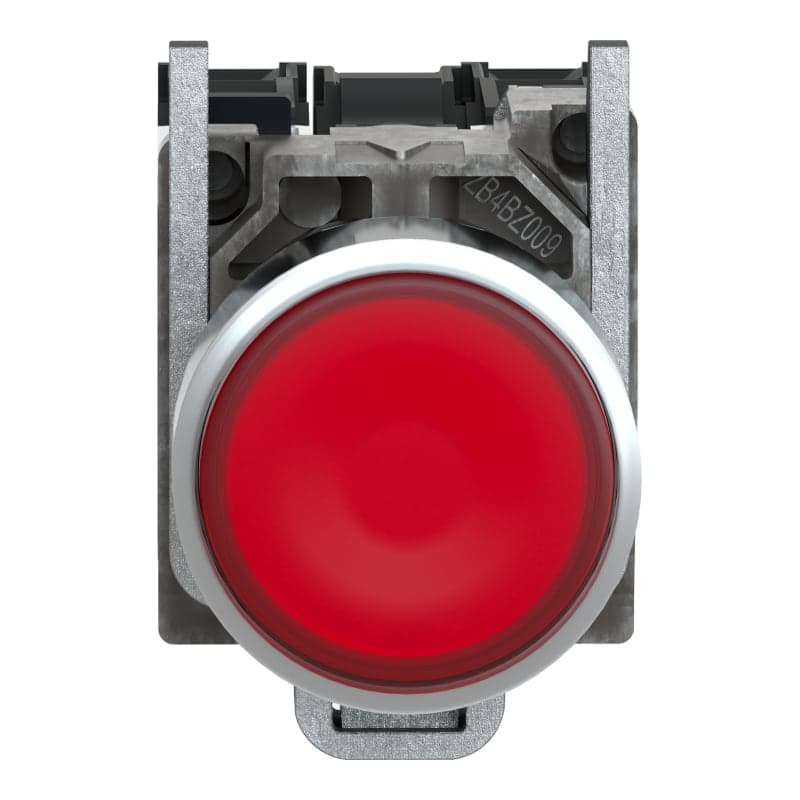 Pulsador luminoso rasante metal SCHNEIDER XB4BW3465 · rojo Ø22mm 220VAC 1NA+1NC Harmony