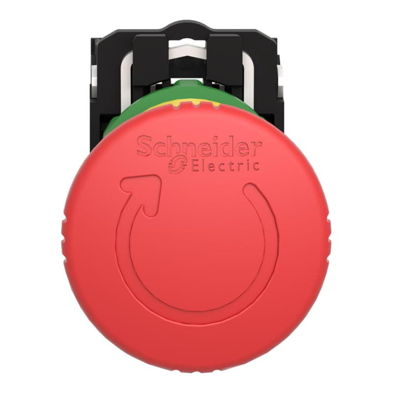 Pulsador parada emergencia plástico SCHNEIDER XB5AS8445 · Ø22mm hongo 40mm rojo 1NC T. seta Harmony