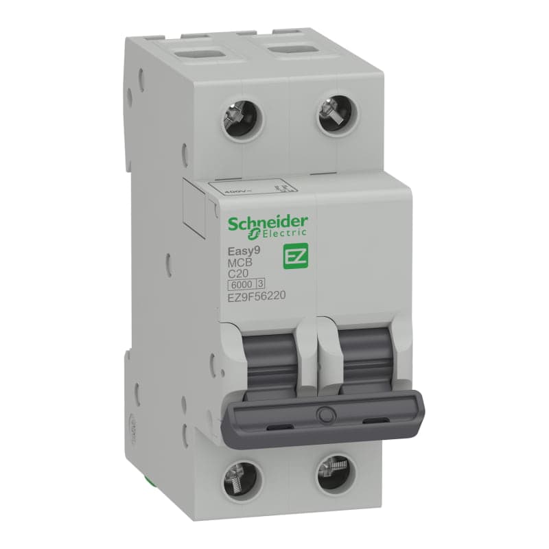 Interruptor termomagnético SCHNEIDER EZ9F56220 · 2P 20A 230/400VAC 10/6kA easy