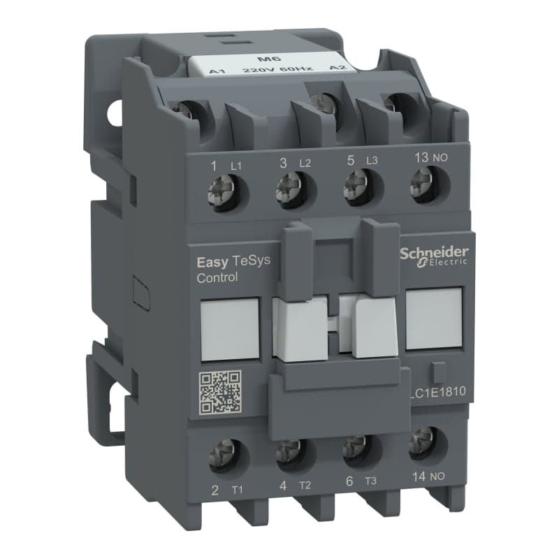 Contactor SCHNEIDER LC1E1810M6 · 3P 18A AC3 bob 220VAC 60Hz 1NA easy