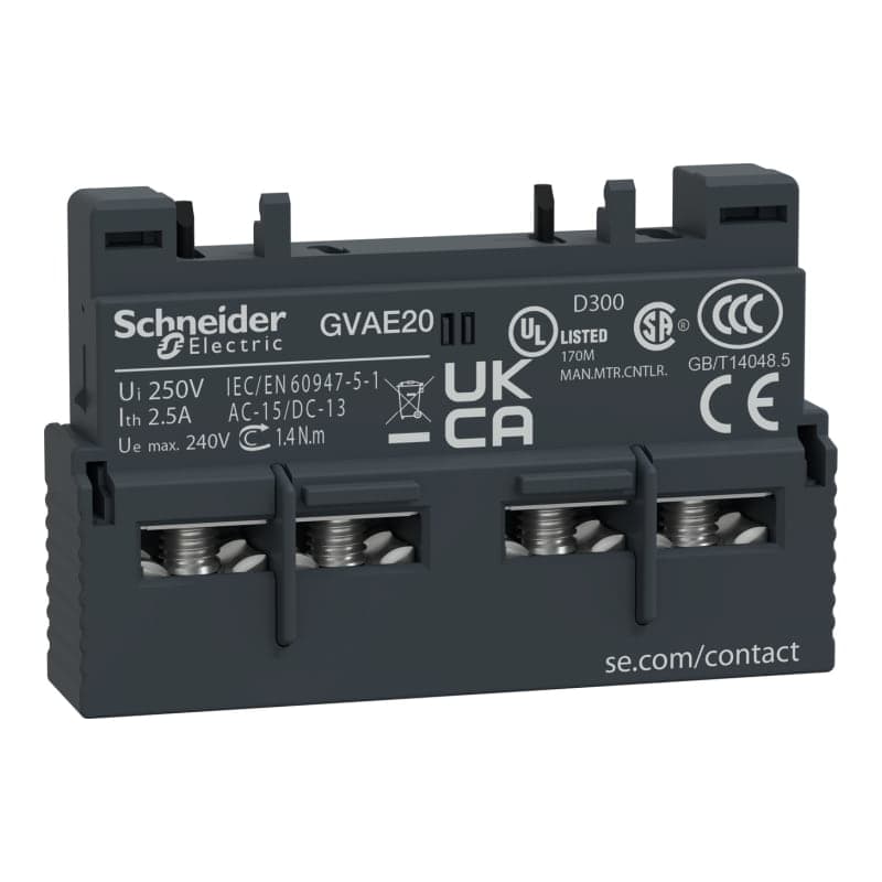 Contacto auxiliar frontal SCHNEIDER GVAE20 · 2NA para guardamotor Gv2-Gv3 Tesys