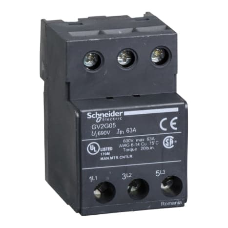 Bloque alimentación SCHNEIDER GV2G05 · 3P 63A para interruptor aut Tesys