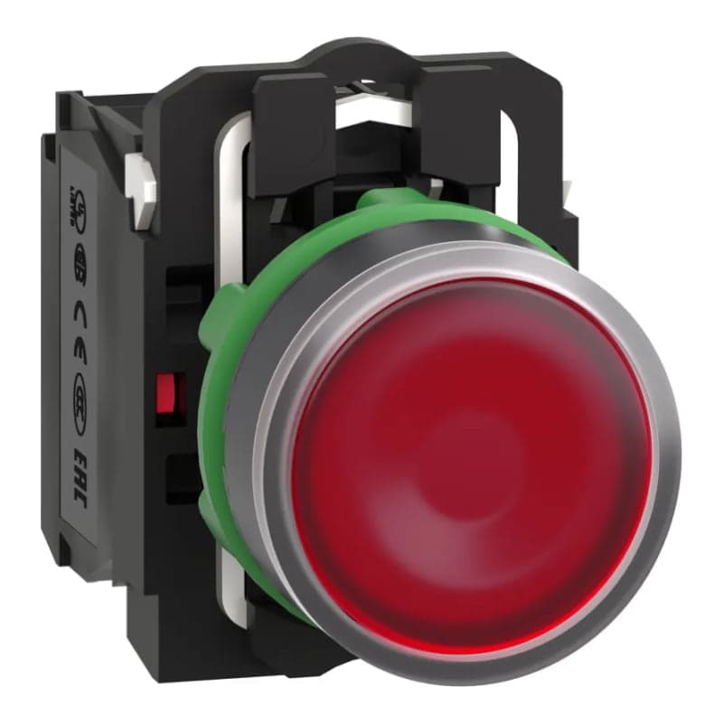 Pulsador luminoso rasante metal SCHNEIDER XB5AW34M5 · rojo Ø22mm 220VAC con LED 1NA+1NC Harmony