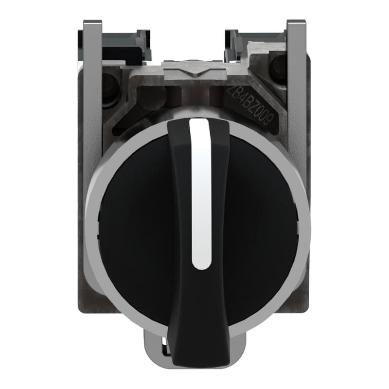 Selector maneta corta SCHNEIDER XB4BD53 · 3Posic con retorno metal negro Ø22mm 2NA Harmony