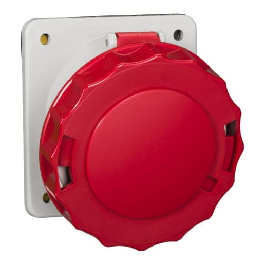 Toma industrial empotrado SCHNEIDER 81282 · 3P+T 63A 380/415VAC rojo 6H IP67