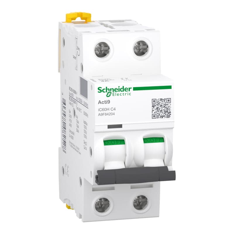 Interruptor termomagnético SCHNEIDER A9F84204 · 2P 4A 230/440VAC 70/50kA Ic60H