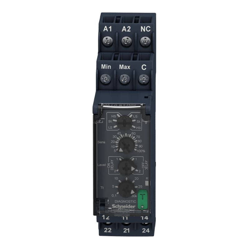 Relé control nivel liquido SCHNEIDER RM22LA32MR · 0.1-30S 24-240VAC/Dc 2Nanc Zelio