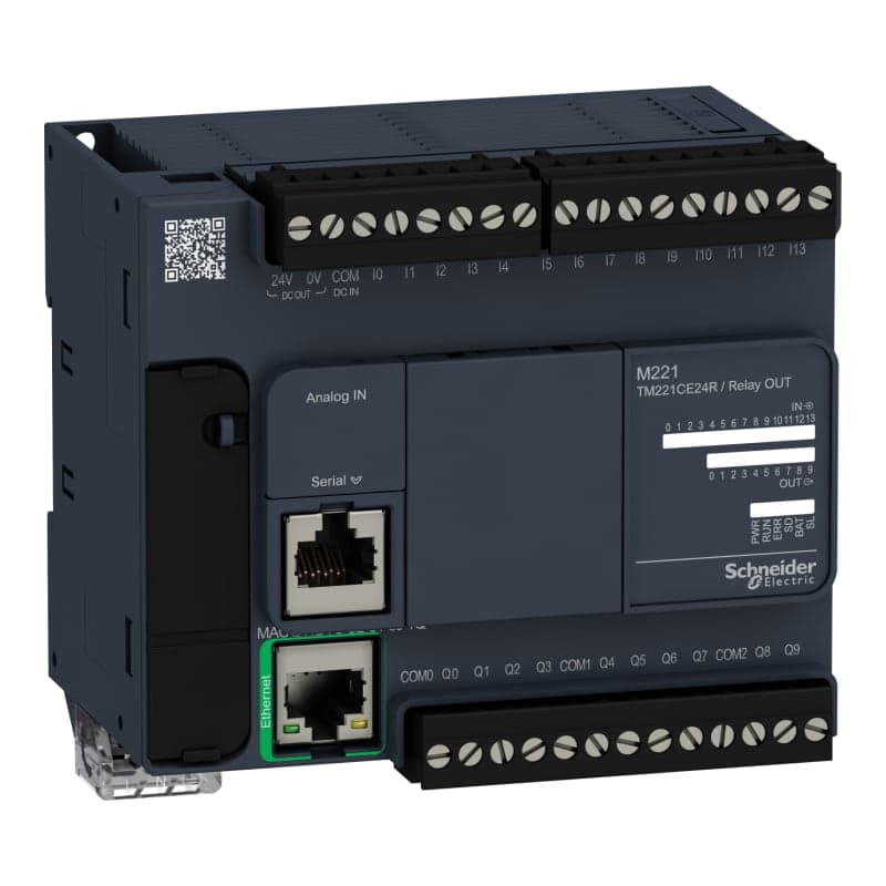 PLC MODICON SCHNEIDER TM221CE24R · M221, 14 ent. digitales, 10 sal. relé, 1 ETH.+1 MODBUS, 110-240VAC