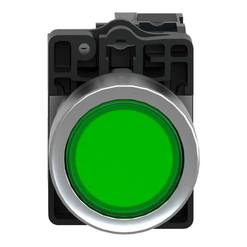 Pulsador SCHNEIDER XA2EW33B1 · limun. plast verde 22mm 24VAC/Dc con LED 1NA easy