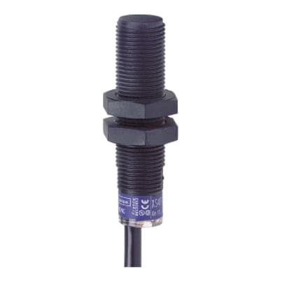 Detector de proximidad inductivo SCHNEIDER XS4P12PA370 · plástico, no empotrado, cable 2m, Ø12mm, alcance 4mm, 3 hilos, 10-58VDC, IP68