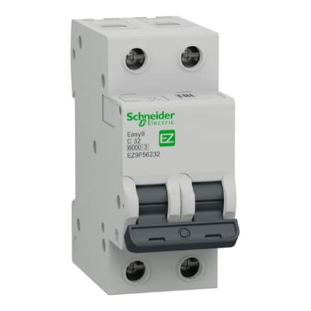 Interruptor termomagnético SCHNEIDER EZ9F56232 · 2P 32A 230/400VAC 10/6kA easy