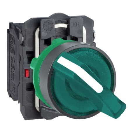 Selector luminoso maneta corta SCHNEIDER XB5AK123B5 · 2 posic plast verde Ø 22mm 24VAC/Dc