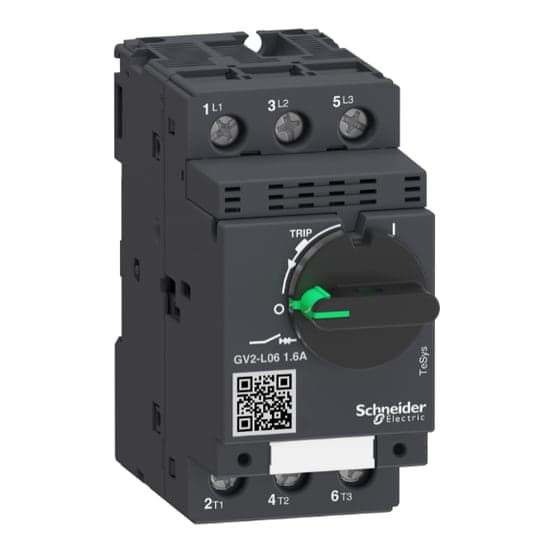 Guardamotor SCHNEIDER GV2L06 · 3P regulable 1.6A 400/415VAC 100kA Tesys