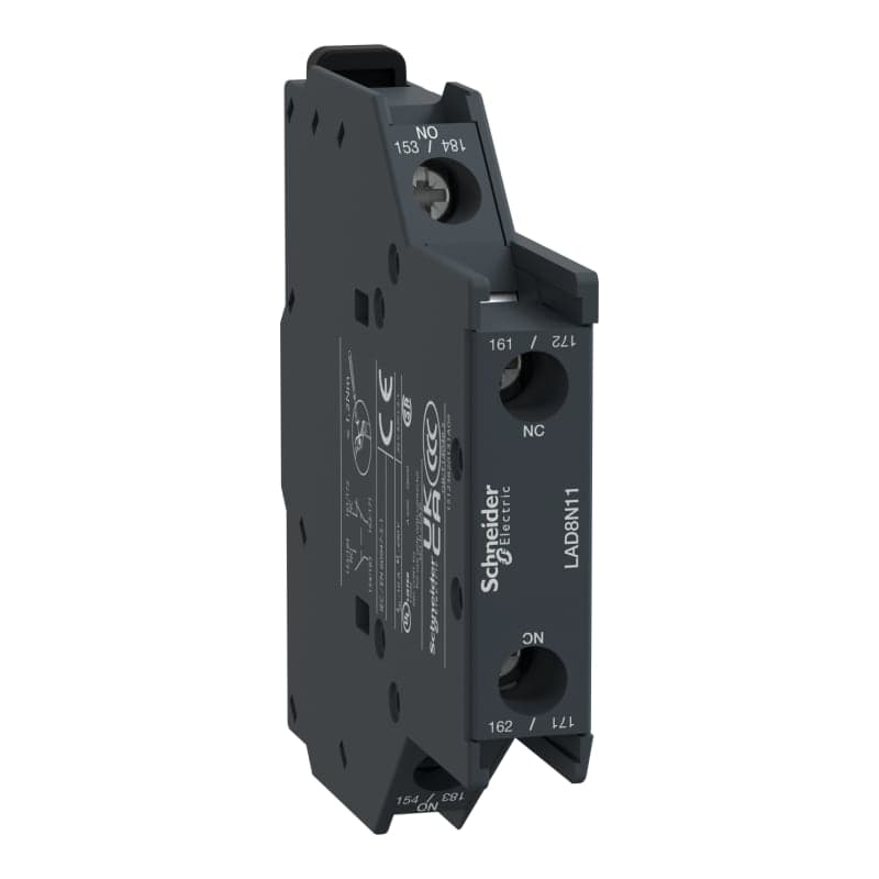 Contacto auxiliar lateral SCHNEIDER LAD8N11 · 1NA+1NC para contactor Lc1D09-D150